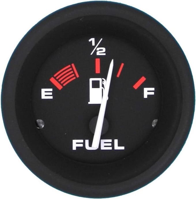 Veethree Amega Brandstoftankmeter E- ½ - F Ø 60 mm USA
