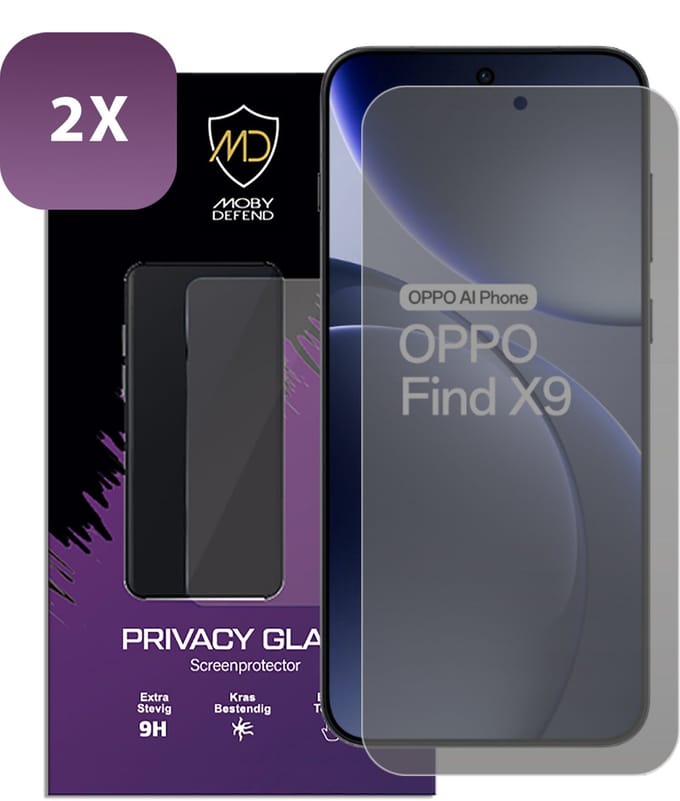 2-Pack MobyDefend Screenprotectors - Geschikt voor Oppo Find X9 - Matte Privacy Glass Screensavers