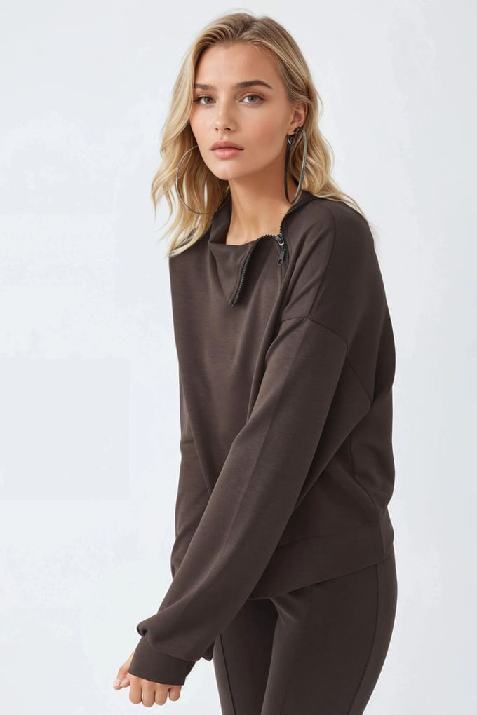 Ontspannen Fit Ritskraag Sweatshirt