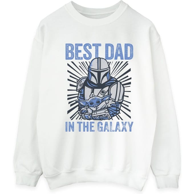 Star Wars Mandalorian Best Dad Galaxy Sweatshirt Heren (Wit)