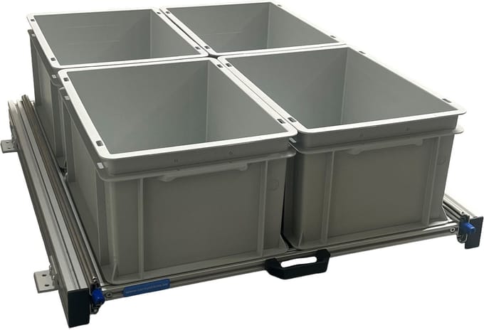 Aluminium schuifframe voor camper 80x60 cm inclusief 4 open bakken