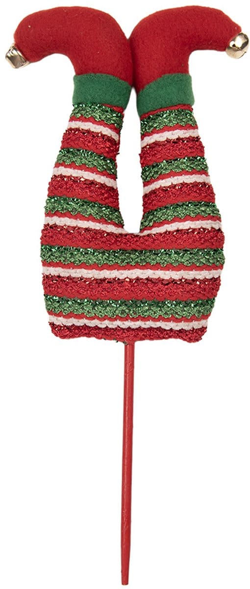 Clayre & Eef Kerstdecoratie Elfenbenen 13x5x33 cm Rood Hout