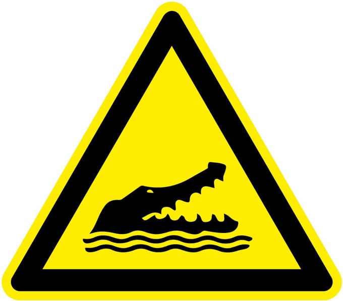 Pas op voor krokodillen sticker, W067 200 mm