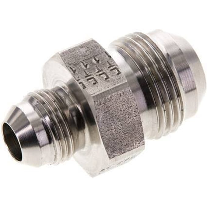 JIC  Dubbele Verloopnippel UNF 3/4''-16 X UN 1-1/16''-12 RVS 210bar
