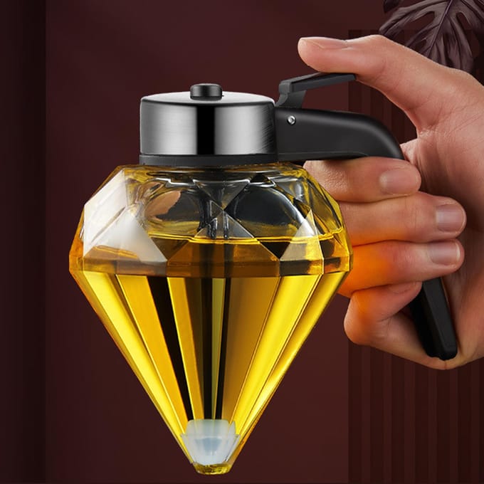 Diamond Honingfles Druktype Transparant Glas 200ml Handheld Oliedispenser voor Sojasaus