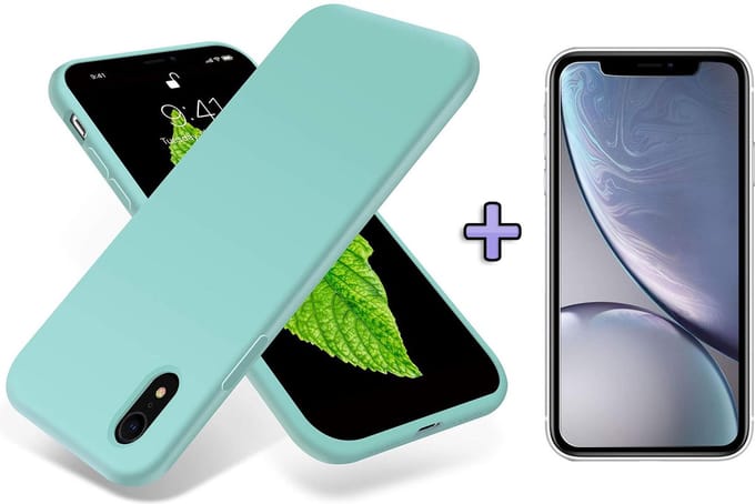 HB Hoesje Geschikt voor Apple iPhone XR - Siliconen Back Cover / Glazen Screenprotector - Turquoise