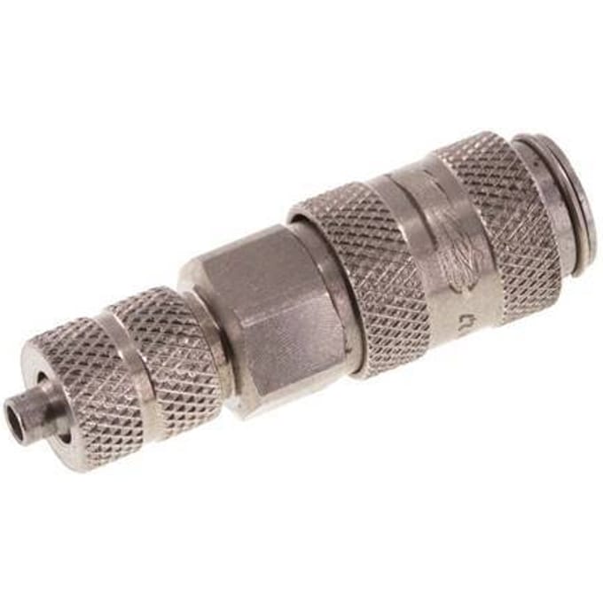 RVS DN 2.7 (Micro) Luchtkoppeling Snelkoppeling 3x4.3 mm Push-On Double Shut-Off - CLS2-N-S-SV-3