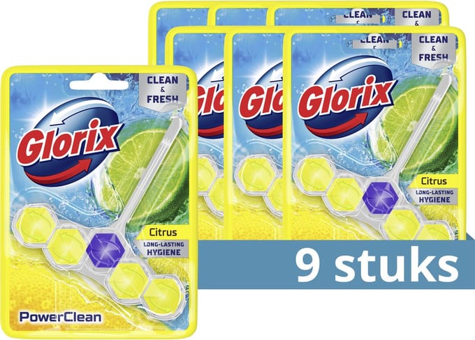 Glorix - WC blokjes - Citroen - 9 Stuks - Voordeelverpakking