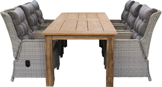 Tuinset Dublin/Ayra | 6 personen | Verstelbaar | Rechthoekig 240 cm | Wicker & teakhout