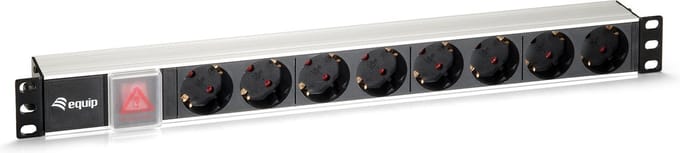 Equip 333293 Power Strip 8bay CEE7/7 w. switch, 1,8m cable, aluminium