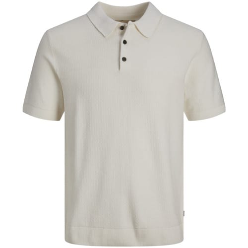 Jack & Jones - Heren Polo SS Sandri Knit Polo - Wit - Maat S