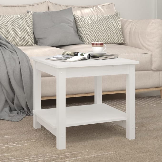 vidaXL - Salontafel - 50x50x45 - cm - massief - grenenhout - wit