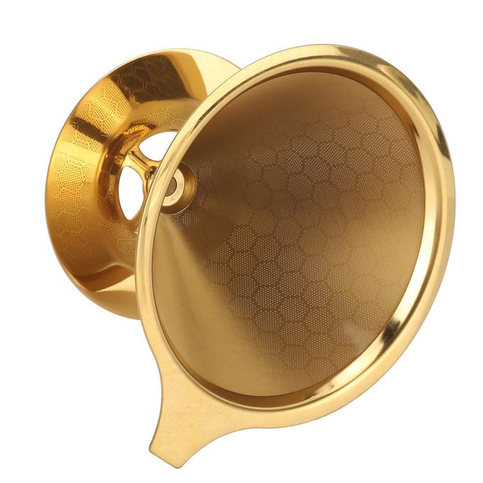 Filtre à café réutilisable en acier inoxydable alvéolé doré pour infusion lente beige