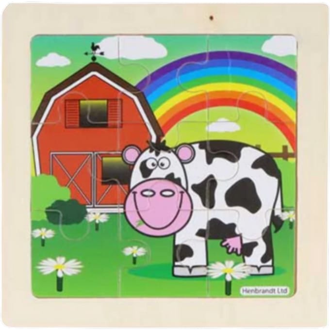 Fun Toys Farm Jigsaw Wooden Puzzle Assorted 11 cm – 1 Stuk