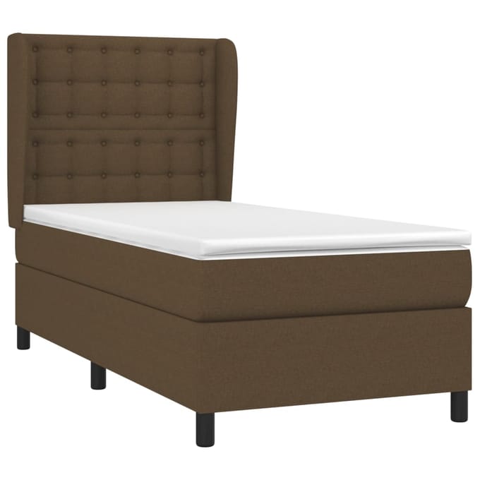vidaXL - Boxspring - met - matras - stof - donkerbruin - 90x200 - cm