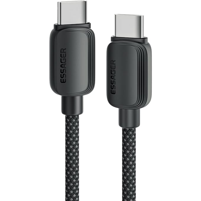 Essager 100W Gewoven Smartphone en Laptop USB-C naar USB-C Kabel Zwart 2m