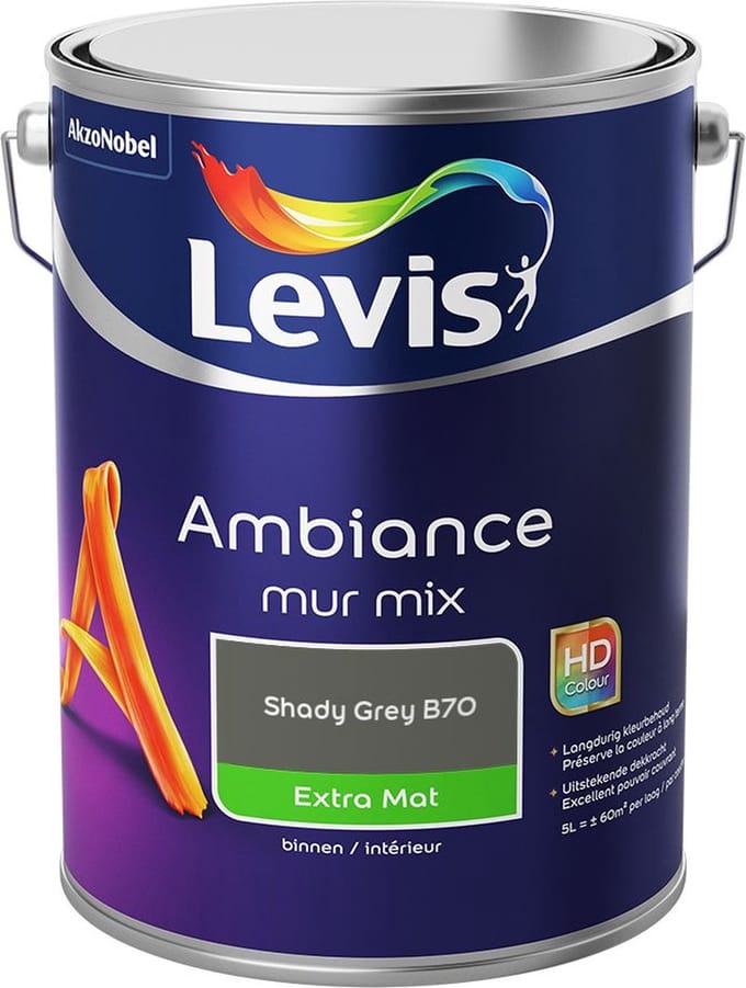 Levis - Ambiance Mur Extra Mat Mix - Shady Grey B70 - Mengverf - 5 L