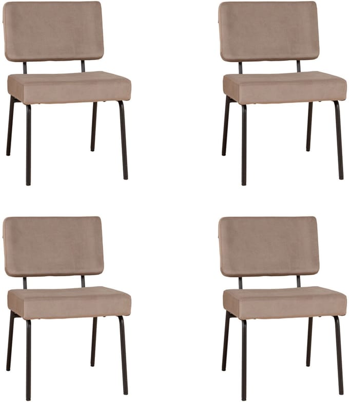 Bronx71® Velvet eetkamerstoel Espen taupe - Eetkamerstoelen set van 4 - stoel