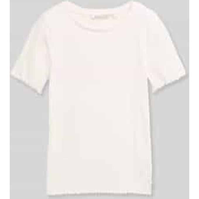 Tom Tailor Denim - Slim fit T-shirt met ribbelstructuur - Maat M - off white