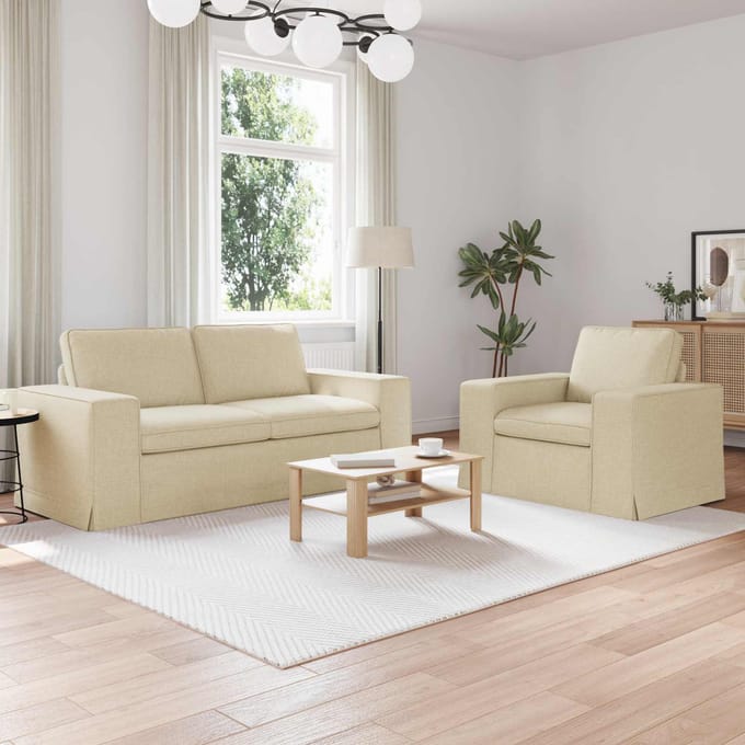 vidaXL Bankstel 2 pcs Crème 182 x 80 x 82 cm Stof