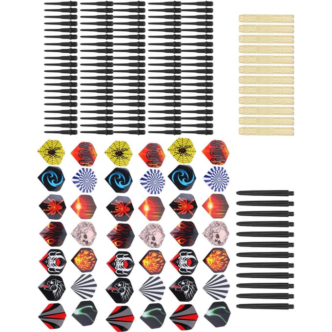 Jeu de Fléchettes de Sécurité 14G avec 12 Pièces Barillets de Fléchettes42 Pièces Ailettes100 Pièces Pointes Outil d'Entraînement beige