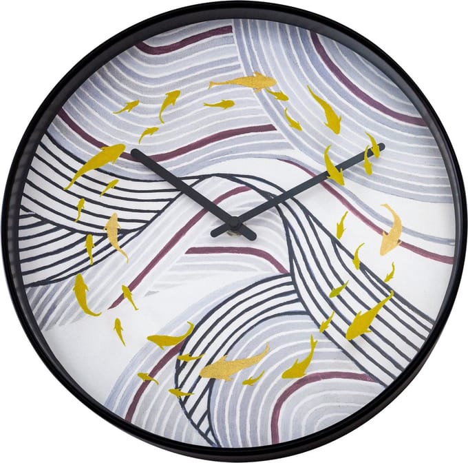 NeXtime Koi – Wandklok – 30 cm – Plastic – Grijs – Stil