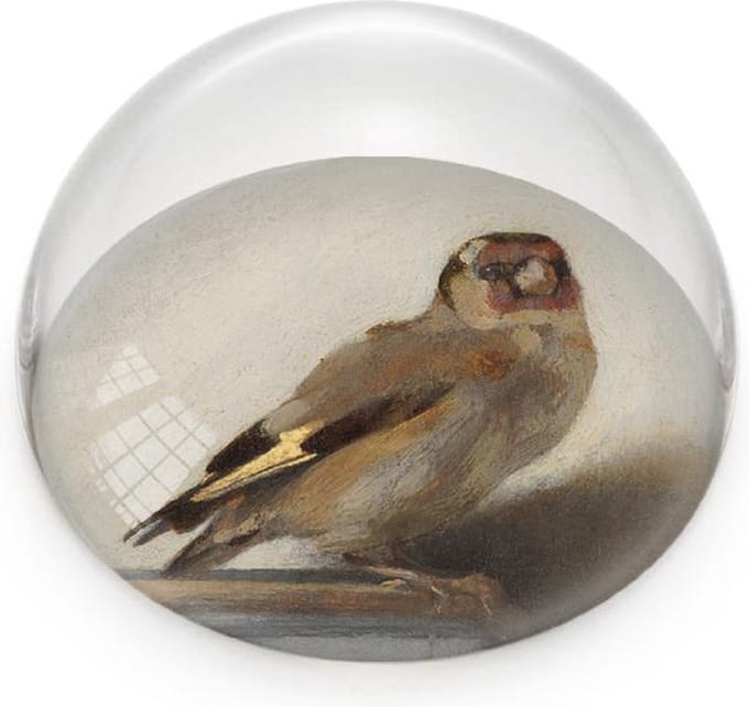 Glazen bolle presse papier, Carel Fabritius, Het Puttertje