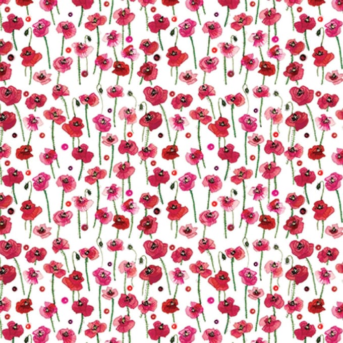 Alex Clark POPPIES FOLDED GIFTWRAP - Cadeauverpakking met labels klaprozen