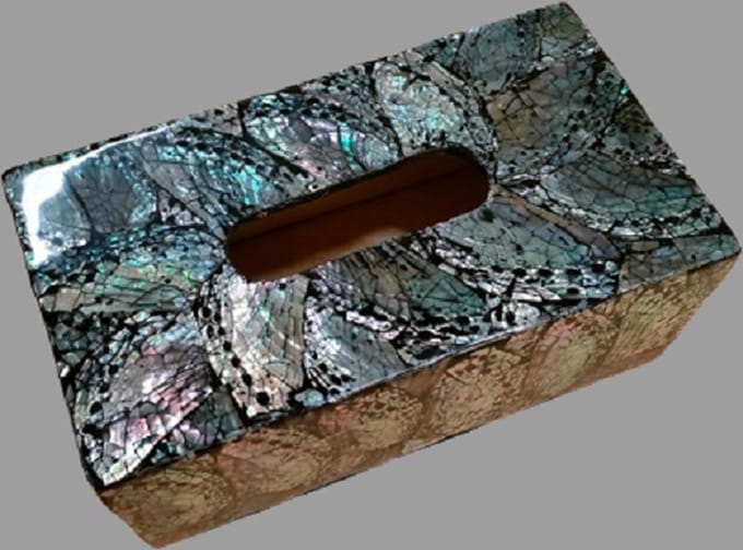 Tissuehouder tissue box zakdoekhouder doos schelpen schelpendoos