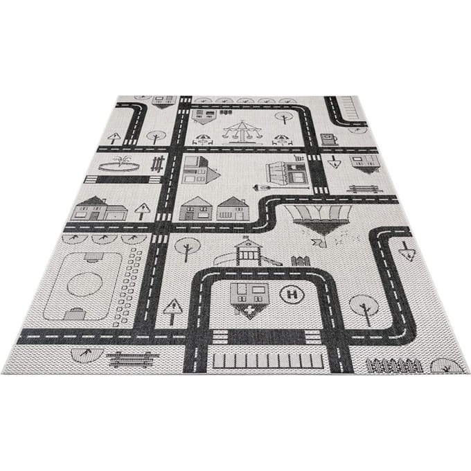 Leva Vloerkleed 120 cm x 170 cm Route Grijs