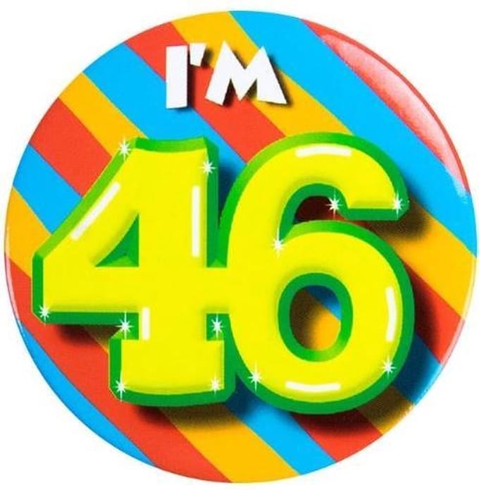 Paper Dreams Button I'm 46 Staal 5,5 Cm Rood/geel/blauw/groen