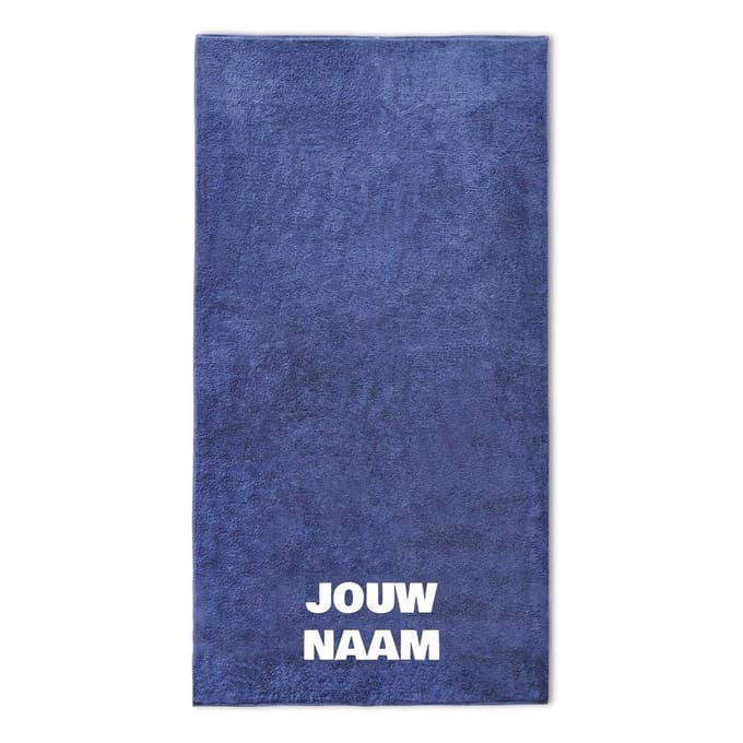 Strandlaken met naam donker blauw 100x200cm