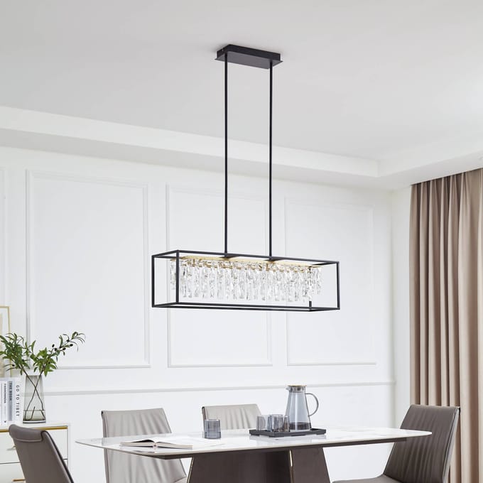 Lucande LED hanglamp Kassi, zwart, ijzer, dimbaar, 90 cm