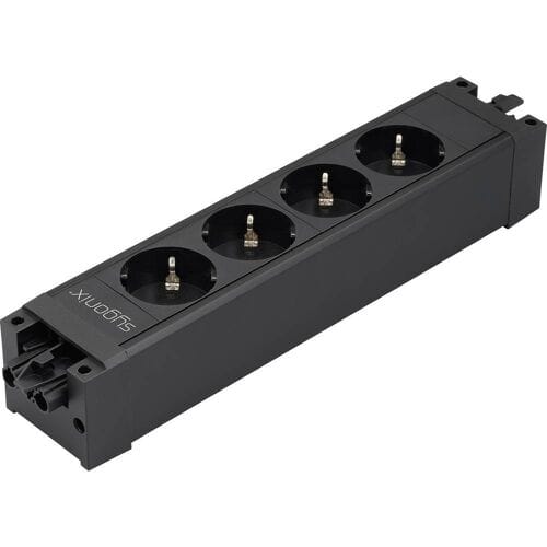 Sygonix SY-6872232 4-voudig Stekkerdoosmodule zonder schakelaar Zwart
