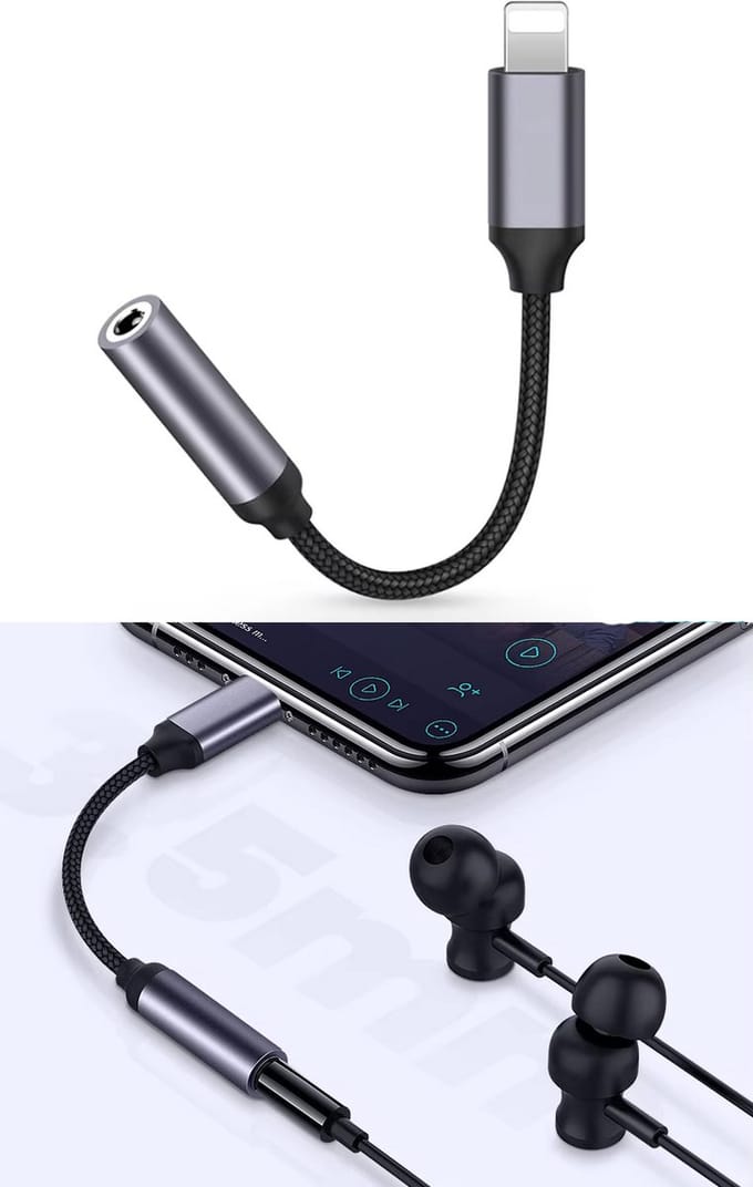 CHPN - Audio naar lightning - lightning kabel - Koppelstukje - Koptelefoon naar lightning - Zwart