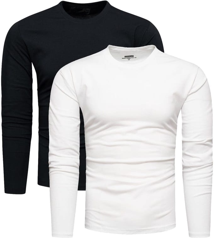 Recea - Longsleeve - 2-pak - Zwart en Wit - XXL