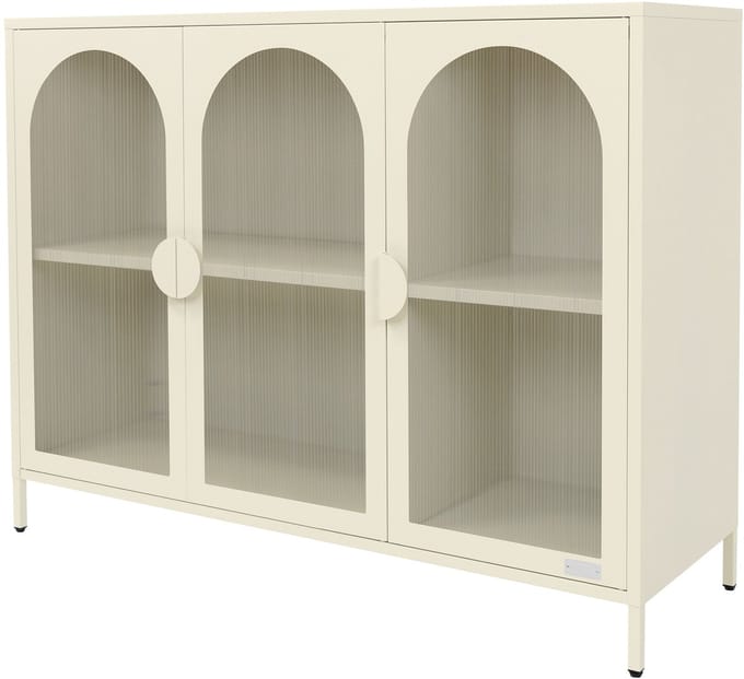 Vitrinekast 120x93x40 cm Vitrinekast met 4 opberg-/schapenvakken crème van staal ML design