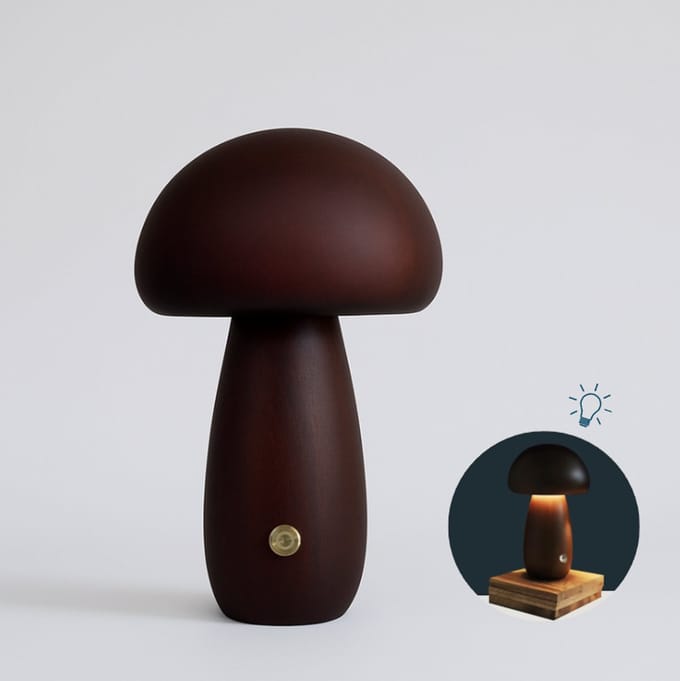 Mushroom lamp - Paddestoel lamp - Paddenstoel lamp - Tafellamp - Hout - Medium