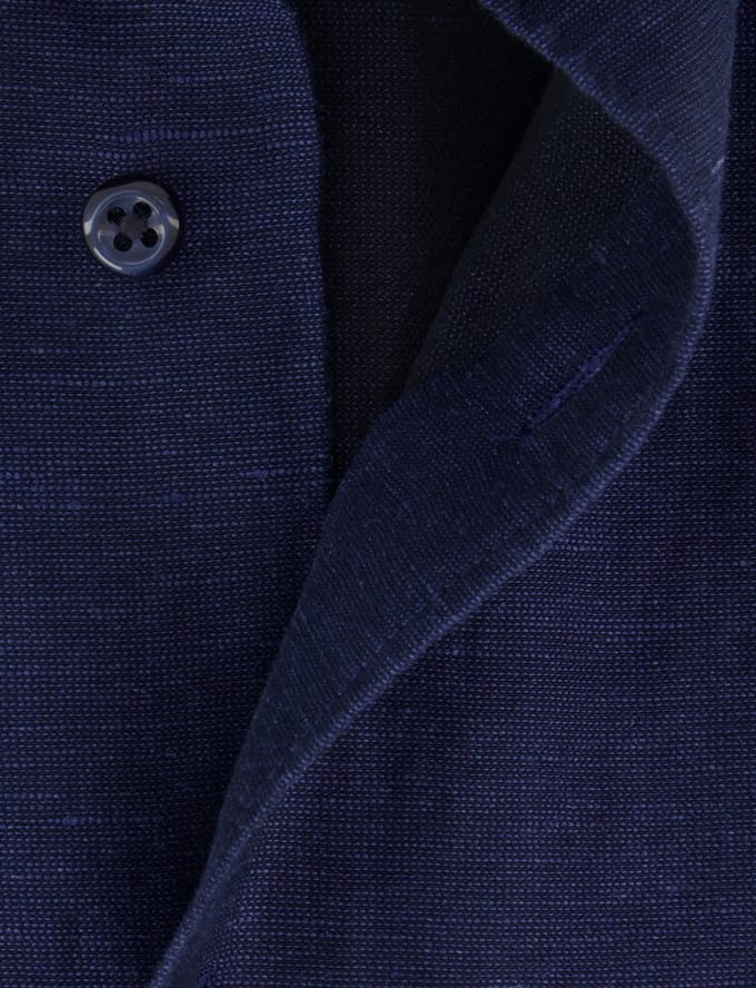 Overhemd Eterna Modern fit donkerblauw korte mouw