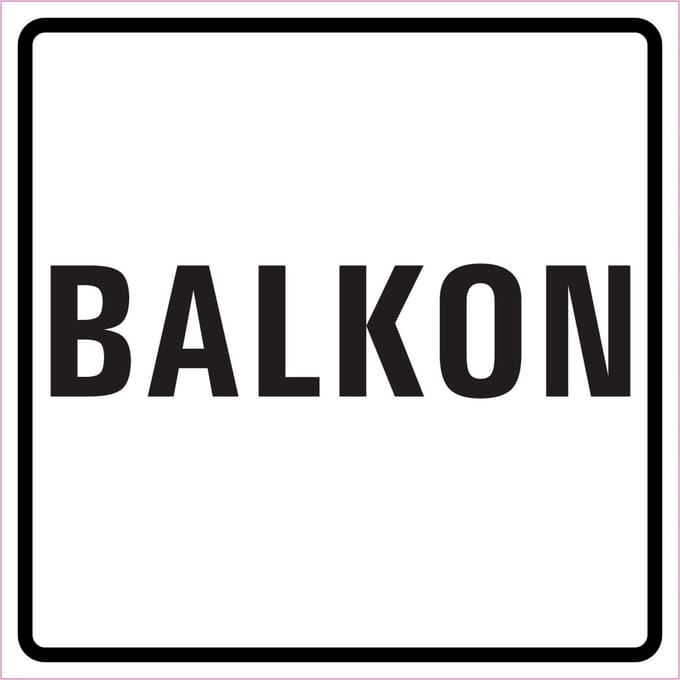 Balkon sticker, wit zwart 100 x 100 mm