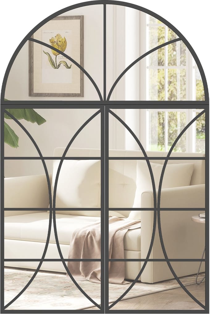 HOMCOM Wandspiegel - Gehard glas, metaal - 80 x 120 cm - Zwart