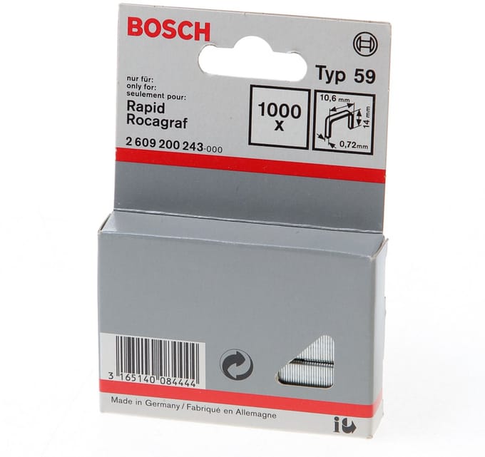 Bosch Accessories 2609200243 Nieten met fijn draad Type 59 1000 stuk(s) Afm. (l x b) 14 mm x 10.6 mm