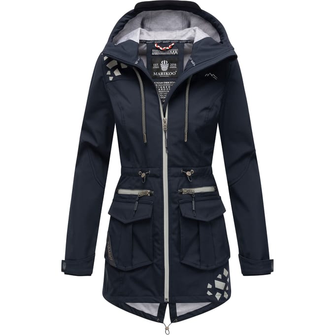 Marikoo dames softshelljas – Ulissaa met capuchon & reflecterende details