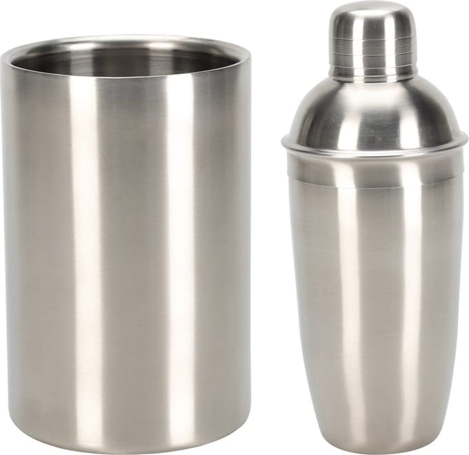 Excellent Houseware Cocktailshaker met wijnkoeler/flessenkoeler - 500 ml - RVS - cocktailset