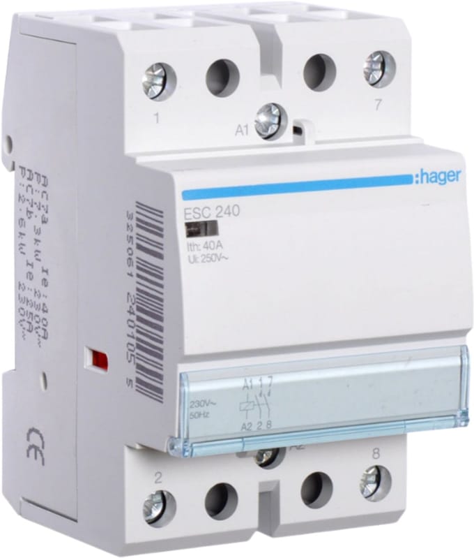 Hager Contactor geruisloos - 2x40a - - ESC240S