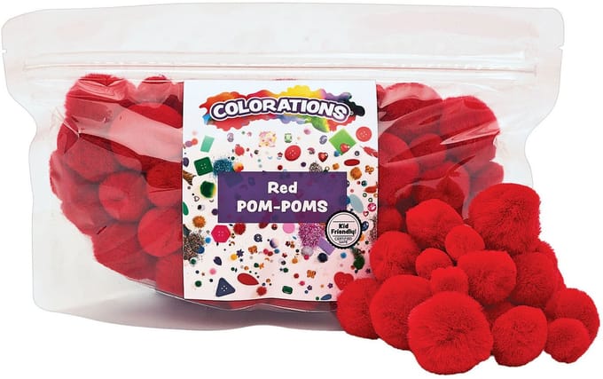 Colorations pompons rood knutselmateriaal 100 stuks - creatieve hobby.