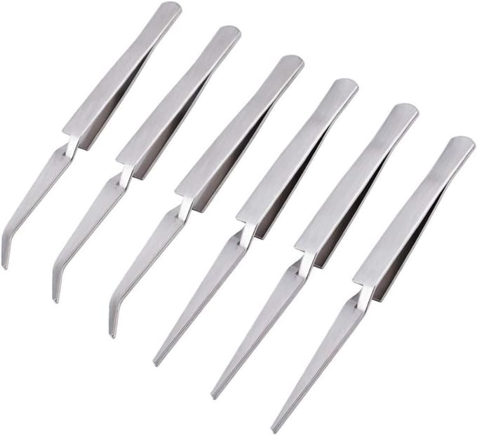 Kruisvergrendeling pincet set voor sieraden en hobby, 6 stuks