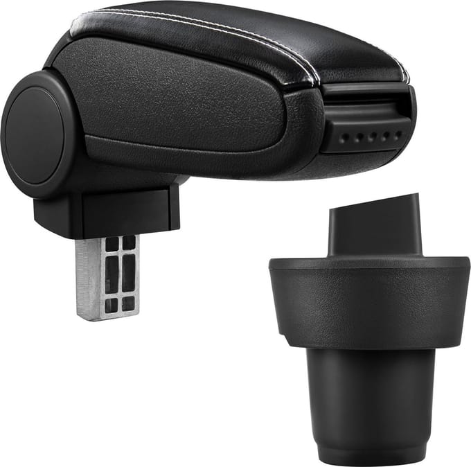 Armsteun - Seat Mii - kunstleer - zwart+wit stiksel