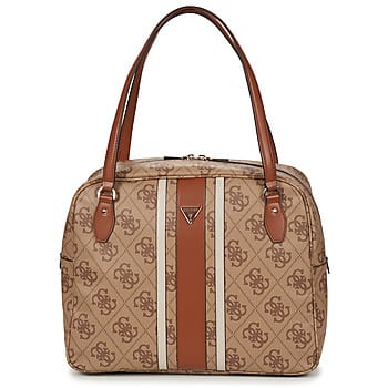 GUESS schoudertas Erenia Tote Bag Latte Logo Lichtbruin