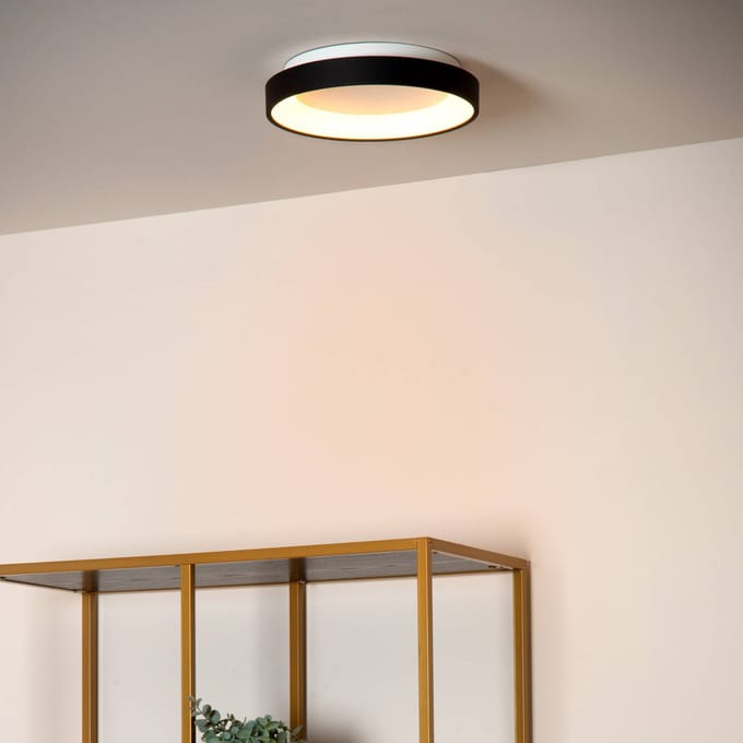 Lucide VIDAL - Plafonnière (Plafondlamp) - Ø 28 cm - LED Dimbaar - 1x20W 2700K - Zwart